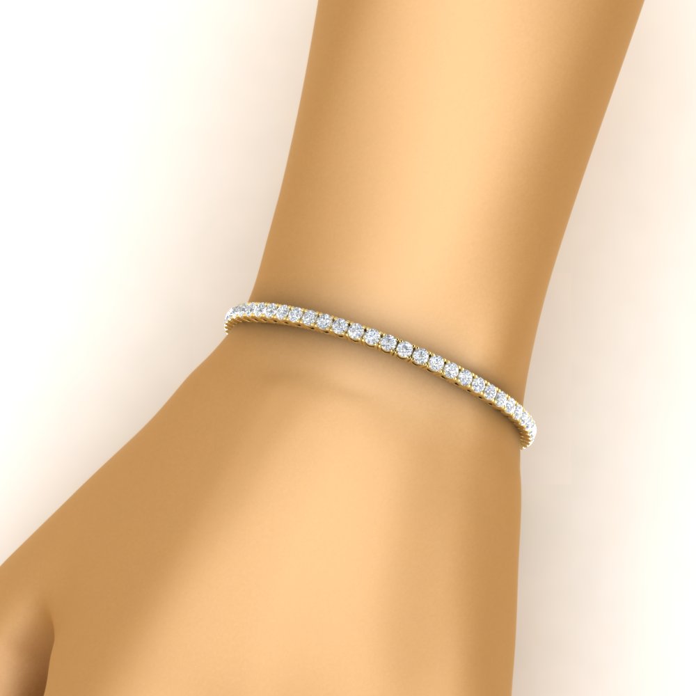 6 Carat Round Diamond Tennis Bracelet with 14K Yellow Gold White Diamond